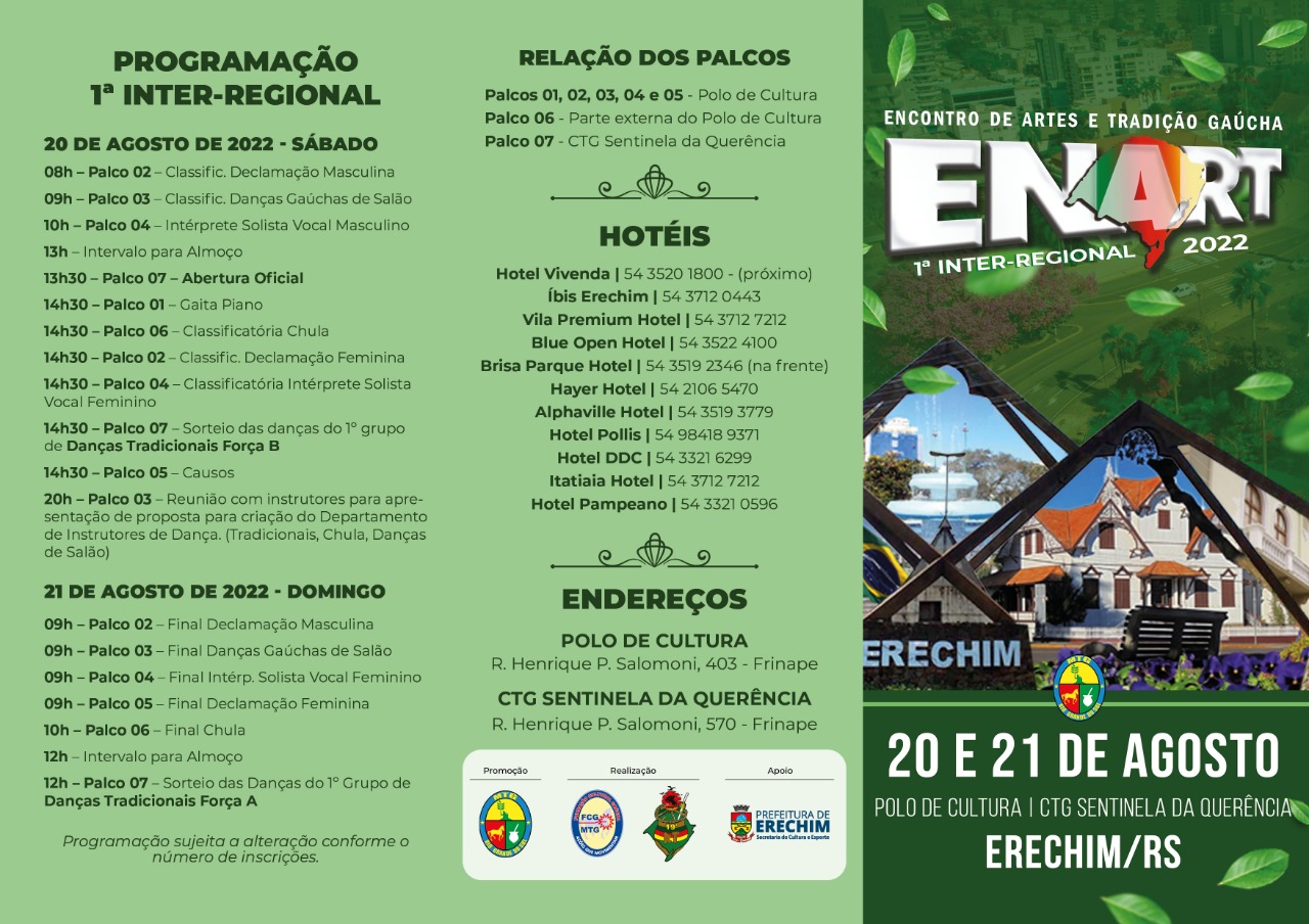 ​Erechim será sede da 1ª classificatória do ENART
