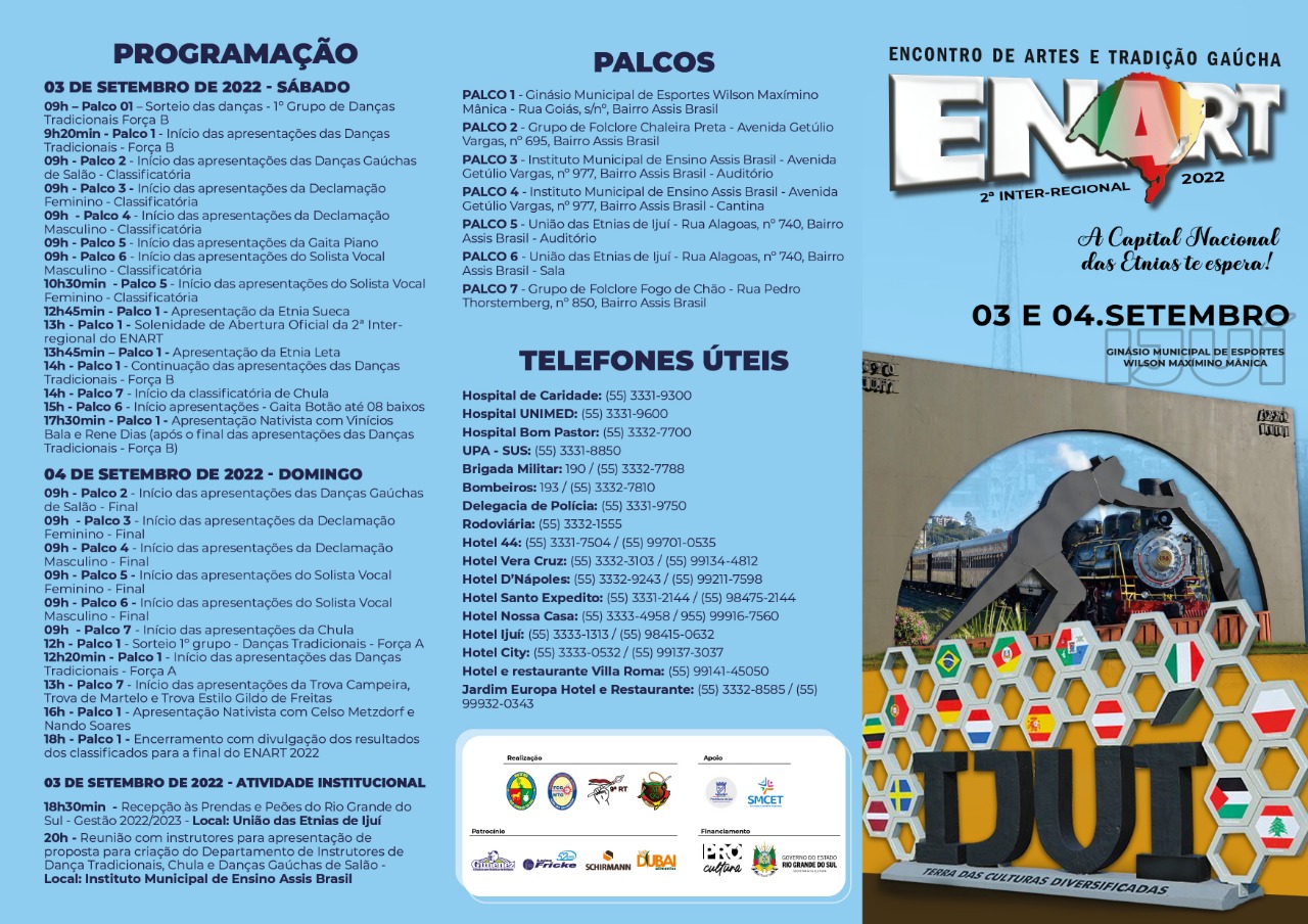 Capital das Etnias preparada para receber o Rio Grande na 2ª Inter-regional do ENART
