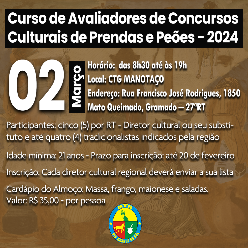 Curso de Avaliadores de Concursos Culturais de Prendas e Peões